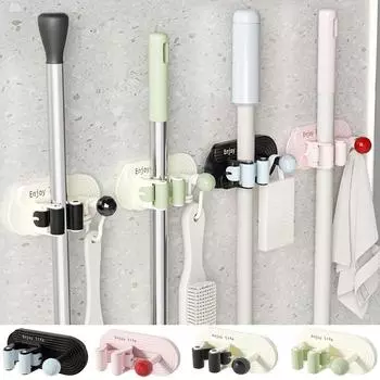 Пластиковая стойка для хранения швабры самоклеящаяся клипса для швабры креативная щетка вешалка для ванной комнаты