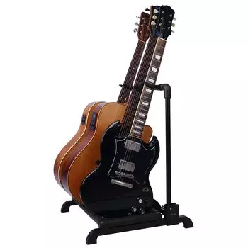 Пластиковая стойка для нескольких гитар GUITTO — это складная универсальная стойка для демонстрации на сцене и в группе, в которую можно положить акустическую гитару, бас-гитару,