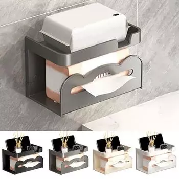 Пластиковая стойка для туалетной бумаги, двухслойный органайзер для салфеток, полезная стойка для рулонной бумаги для домашнего хозяйства белый