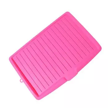 Пластиковая сушилка для посуды, многоцелевая, прямоугольная, экономящая место, кухонная сушилка, поднос розовый