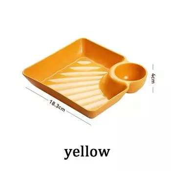 Пластиковая тарелка с соусом, квадратная тарелка с держателем для соуса, тарелка для суши, жареная курица и картофель фри, разделенная тарелка 4PCS