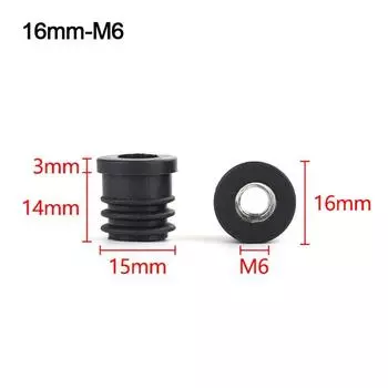 Пластиковая труба Внутренняя заглушка Черный Мебель Регулируемые ножки Пылезащитная крышка Заглушка Торцевая крышка Мебель 16mm-M6