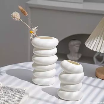 Пластиковая ваза для цветов, спиральная имитация глазури, вазы для бутылок, для эстетического декора комнаты, декоративное украшение для рабочего стола в гостиной