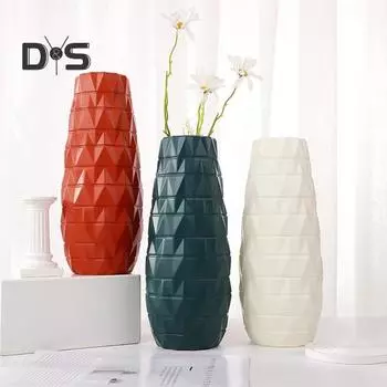 Пластиковая ваза для цветов в помещении и на открытом воздухе, современный настоящий держатель для сушеных цветов, контейнер для цветочной композиции, гостиная, спальня, стол, центральное украшение молочный белый