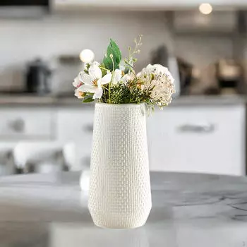 Пластиковая ваза с текстурой, центральные детали, декор 4,1x10 дюймов, универсальное украшение для стола для каминной полки