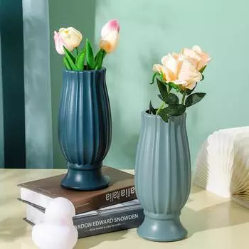 Пластиковая ваза Smooth Touch в скандинавском стиле, однотонная, практичная, современная, настольная, для цветов, товары для дома розовый