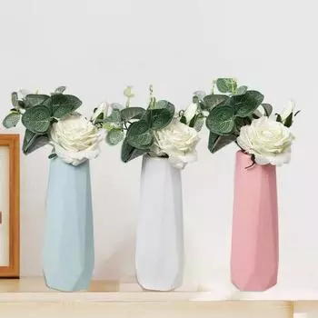 Пластиковая ваза в скандинавском стиле, внешний вид в форме ромба, декор для гостиной, ваза, цветочная композиция, цветочный горшок для комнаты розовый