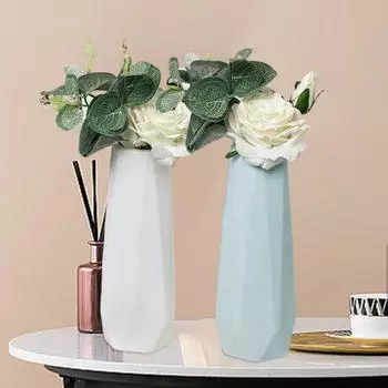 Пластиковая ваза в скандинавском стиле, внешний вид в форме ромба, декор для гостиной, ваза, цветочная композиция, цветочный горшок для комнаты розовый