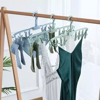 Пластиковая вешалка для одежды с 8 зажимами, складная вешалка для сушки нижнего белья, зажимы для сушки одежды для дома синий