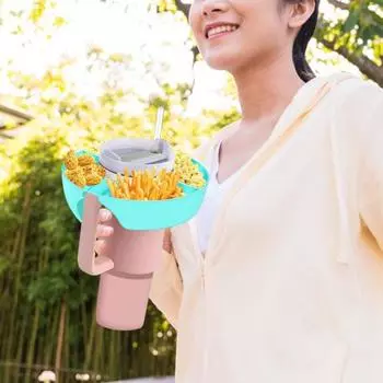 Пластиковое блюдо для закусок, 4 отделения, многоразовое кольцо для закусок, легкий, легко чистящийся поднос для закусок для чашки на 40 унций чёрный