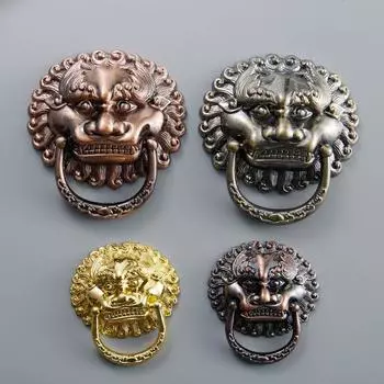 Пластиковое дверное кольцо в китайском стиле ретро, кольцо с головой животного, упаковочные аксессуары, ручка для выдвижения, ручка для ящика, ручка с головой льва, вспомогательная рука 1pcs