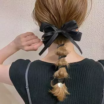 Пластиковое кольцо для волос с бантом, лента с бантом, держатель для хвоста, милая телефонная линия, веревка для волос, вечеринка кофейный