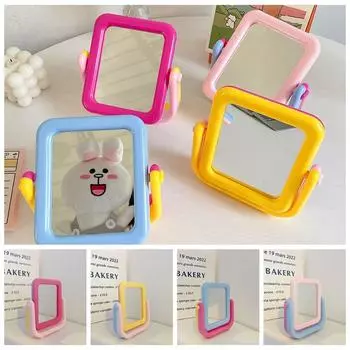 Пластиковое зеркало для макияжа цвета конфеты, квадратное настольное декоративное зеркало для ванной комнаты и гостиной розовый/синий