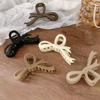 Пластиковые акриловые витые когти для волос, твердые заколки в виде акулы, геометрические матовые заколки для волос с бантом, работа