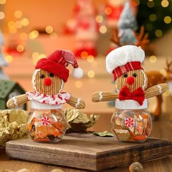 Пластиковые банки для конфет в виде пряников, симпатичные рождественские конфеты в коробке, многоразовые праздничные украшения для белый