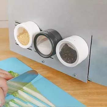 Пластиковые банки для приправ для дома, контейнер для хранения специй, ящик для хранения соли для кухни чёрный