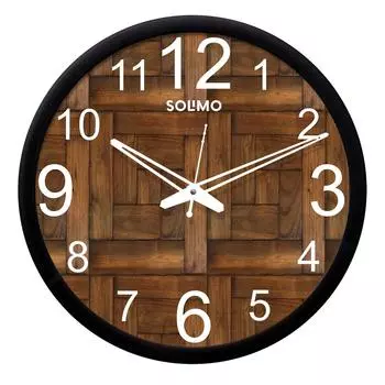 Пластиковые Бесшумные Механизмы 12-дюймовые Дизайнерские Аналоговые Настенные Часы (Черная рамка, 30,48 X 30,48 X 5,02 см)