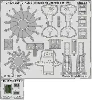 Пластиковые детали для модели Eduard A6M5 Upgrade Etching EDU491521 1/48 (Mitsubishi) (для Эдуарда) (Самолет)