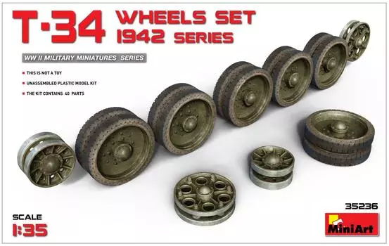 Пластиковые детали для модели Miniart Wheel Set 1942 Production Series MA35236 1/35 T-34