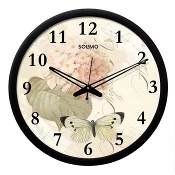 Пластиковые дизайнерские настенные часы с бесшумным механизмом (Черная рама, 12 дюймов)