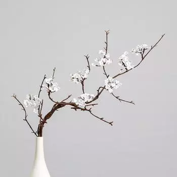 Пластиковые имитационные ветки сакуры, настоящие на ощупь, поддельные цветы, фон для вечеринки