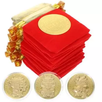 Пластиковые китайские медали с изображением дракона, позолоченные монеты с изображением дракона, памятные монеты со знаком зодиака для женщин D