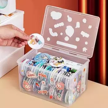 Пластиковые контейнеры для хранения с защелкивающейся крышкой, большая емкость, прозрачный пластиковый ящик для хранения, настольный органайзер, офисные принадлежности A1