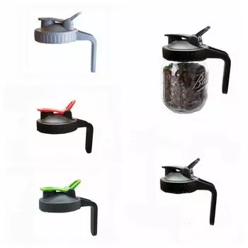 Пластиковые крышки для банок Мейсона с широким горлом Крышки для банок с отверстием для заливки и ручкой Многоразовые банки Мейсона с широким горлом серый/зелёный