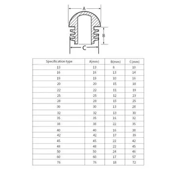 Пластиковые куполообразные круглые заглушки для труб, заглушки для труб, защитные напольные покрытия 13 мм ~ 76 мм 13mm(10Pcs) чёрный