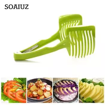 Пластиковые ломтики картофеля, измельчители томатов, инструменты для фруктов и овощей, держатель для резки лука и лимона красный