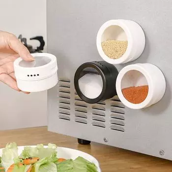 Пластиковые магнитные банки для специй, влагостойкий контейнер для хранения специй для приправ чёрный