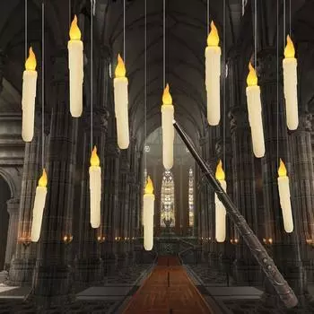 Пластиковые мерцающие свечи с волшебной палочкой, ночник, домашний декор, беспламенные свечи на Рождество yellow-12pcs