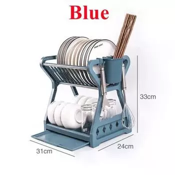 Пластиковые многофункциональные стеллажи для хранения, палочки для еды, ложка, кухонный нож, чаша, Sacuer, контейнеры для хранения, домашний кухонный шкаф, органайзер синий