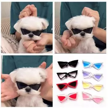 Пластиковые очки для собак Очки Треугольные очки для кошек Очки для защиты собак от ультрафиолета Фотография красный