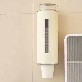 Пластиковые одноразовые бумажные стаканчики Диспенсер без перфорации Настенный автоматический стеллаж для хранения стаканчиков Пылезащитный Большая емкость бежевый