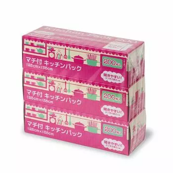 Пластиковые пакеты Chemical Japan Kitchen с пластиком 600 листов Листы x 3 Ширина Глубина Высота Можно снять одну часть с ластовицей Типа 3, мешки, (200