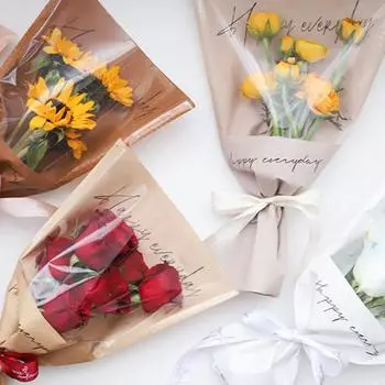 Пластиковые пакеты для упаковки букетов роз, водонепроницаемые пакеты для упаковки отдельных роз на День святого Валентина 44x28x13cm