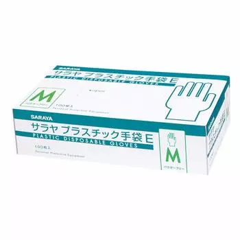 Пластиковые перчатки E без пудры M размер 100 шт. без пудры 53515 [Saraya]