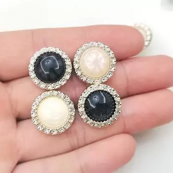 Пластиковые пуговицы Круглые жемчужные украшения Позолоченное шерстяное пальто Черные пуговицы Маленький ладан Кардиган Аксессуары Маленькая пуговица 12.5mm
