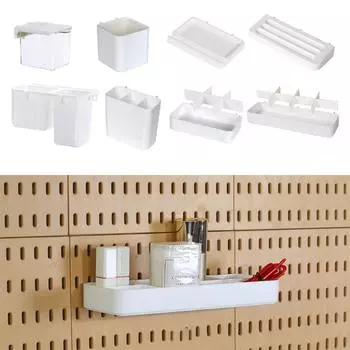 Пластиковые ящики для хранения инструментов Pegboard DIY Accessories White Hole Board Storage Case No-Drilling Home Decoration Wall Hanging Shelf