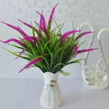 Пластиковые растения, сохраняющие свежесть, экологически чистые 7 головок, причудливые настольные искусственные кусты, стебель, праздничные принадлежности пурпурно красный
