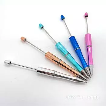 Пластиковые ручки из бисера гальванических цветов, шариковые ручки из бисера своими руками — черные чернила, пластиковые ручки из бисера своими руками — узор D Silver Plating