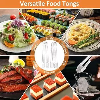 Пластиковые сервировочные щипцы, пластиковые щипцы, прозрачные кухонные маленькие столовые приборы для вечеринок, шведского стола, кубиков льда One Size