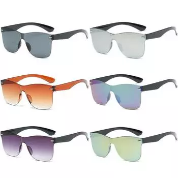 Пластиковые солнцезащитные очки для вождения UV400 без оправы без винтов в стиле ретро, модные, унисекс, для активного отдыха, уникальные Glasses cloth random color