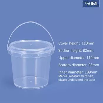 Пластиковые ведра 150–1500 мл + крышки — пустые белые с ручкой — большое ведро для еды 66*50*65*54*60mm прозрачный