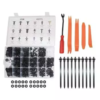 Пластиковые зажимы для автомобилей, 800 шт. Комплект для ремонта бампера автомобиля, упакованный в коробку, набор универсальных зажимов, 24 вида пластиковых зажимов для автомобиля 30X23X5CM чёрный