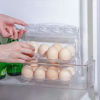 Пластиковый 3-слойный складной держатель для яиц с 24 ячейками, большой емкости, переворачивающиеся контейнеры для яиц, экономящие место, штабелируемые ящики для хранения яиц прозрачный
