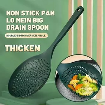 Пластиковый большой дуршлаг, ложки, сливная ложка, термостойкие ситечки с длинной ручкой, сито, дуршлаги для макарон, кухонный фильтр, гаджеты зелёный