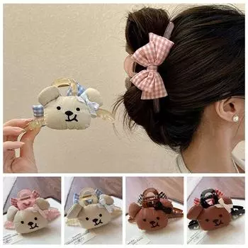 Пластиковый большой зажим для волос в виде акулы, заколка-бантик, зажим для волос в виде когтя, милый медведь, дорожный коготь чёрный