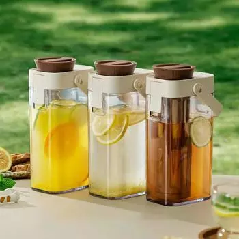 Пластиковый чайник для воды, прозрачный кувшин для воды, бутылка для воды, кофейник для холодного заваривания кофе, офис зелёный